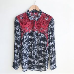 The Kooples Western Embroidered Lace Cutout Top